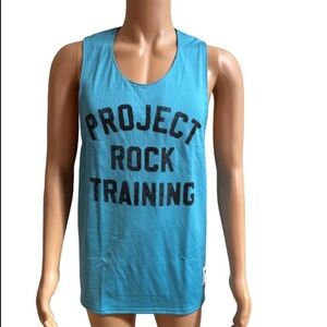 UA Under Armour Men Project Rock Reversible Gym Mesh Tank Top Blue Black Large L